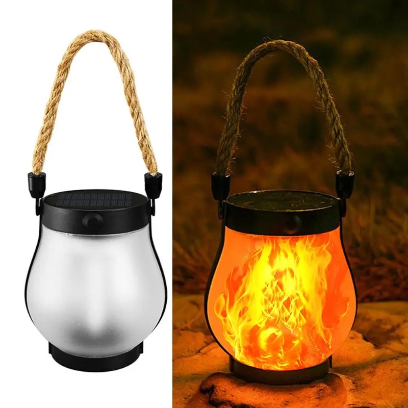 Solar Lantern Hanging - Güneş Enerjili Alev Lambası USB Şarjlı