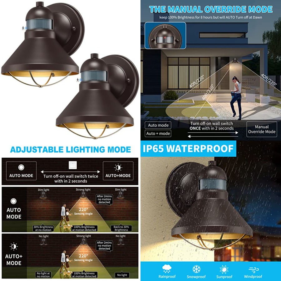 Outdoor Lighting Sconce - 2'li Paket Hareket Sensörlü Dış Mekan