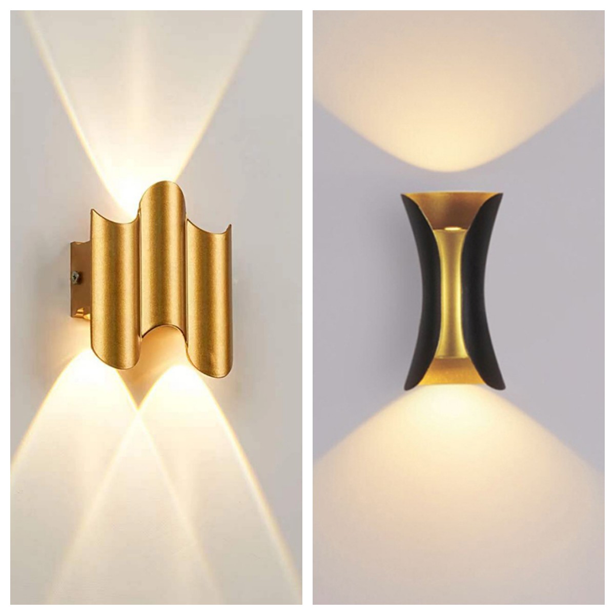 Outdoor Lighting Lux - Alüminyum Altın Gövde LED Duvar Işık