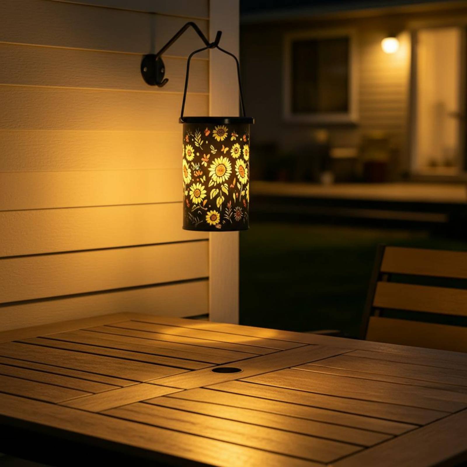 Solar Lantern Hanging - Çiçekli Fener Vintage Tasarım Asılı Güneş