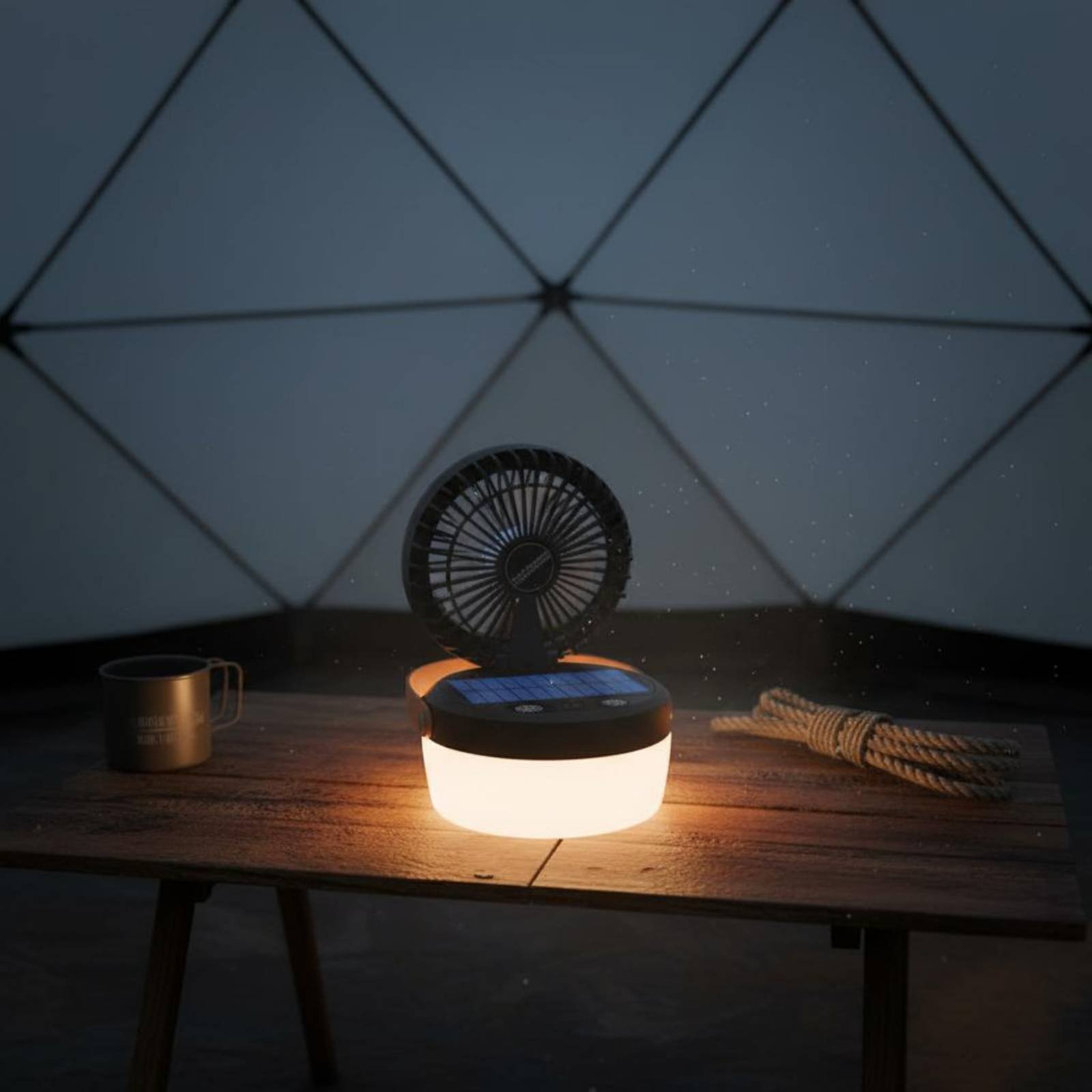 Solar Lantern Hanging - Güneş Enerjili Kamp Fanı Feneri Katlanabilir