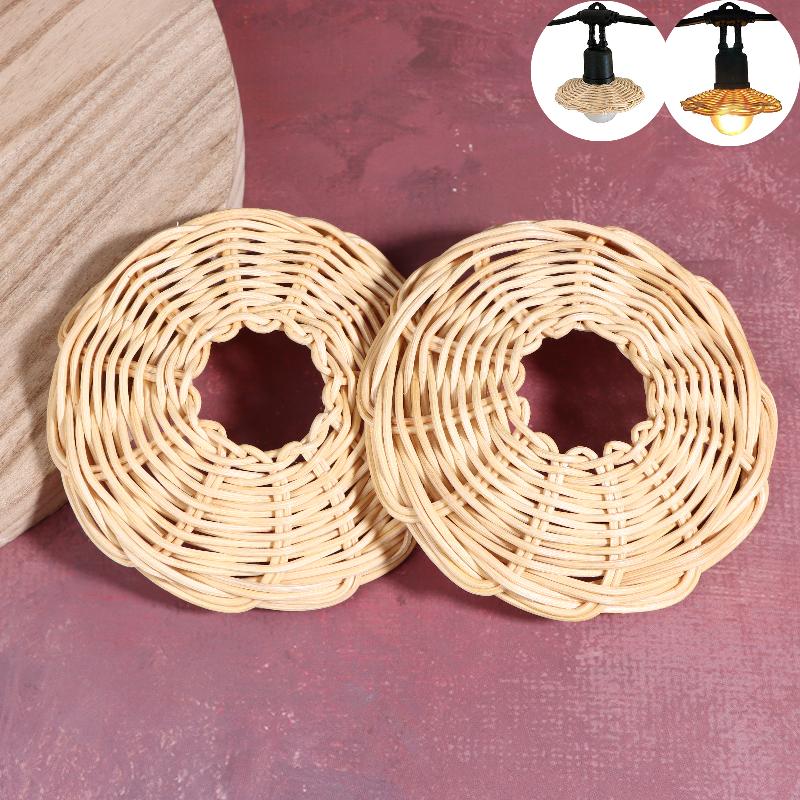 Outdoor Lighting Chandelier - 2 adet el dokuması Rattan abajur