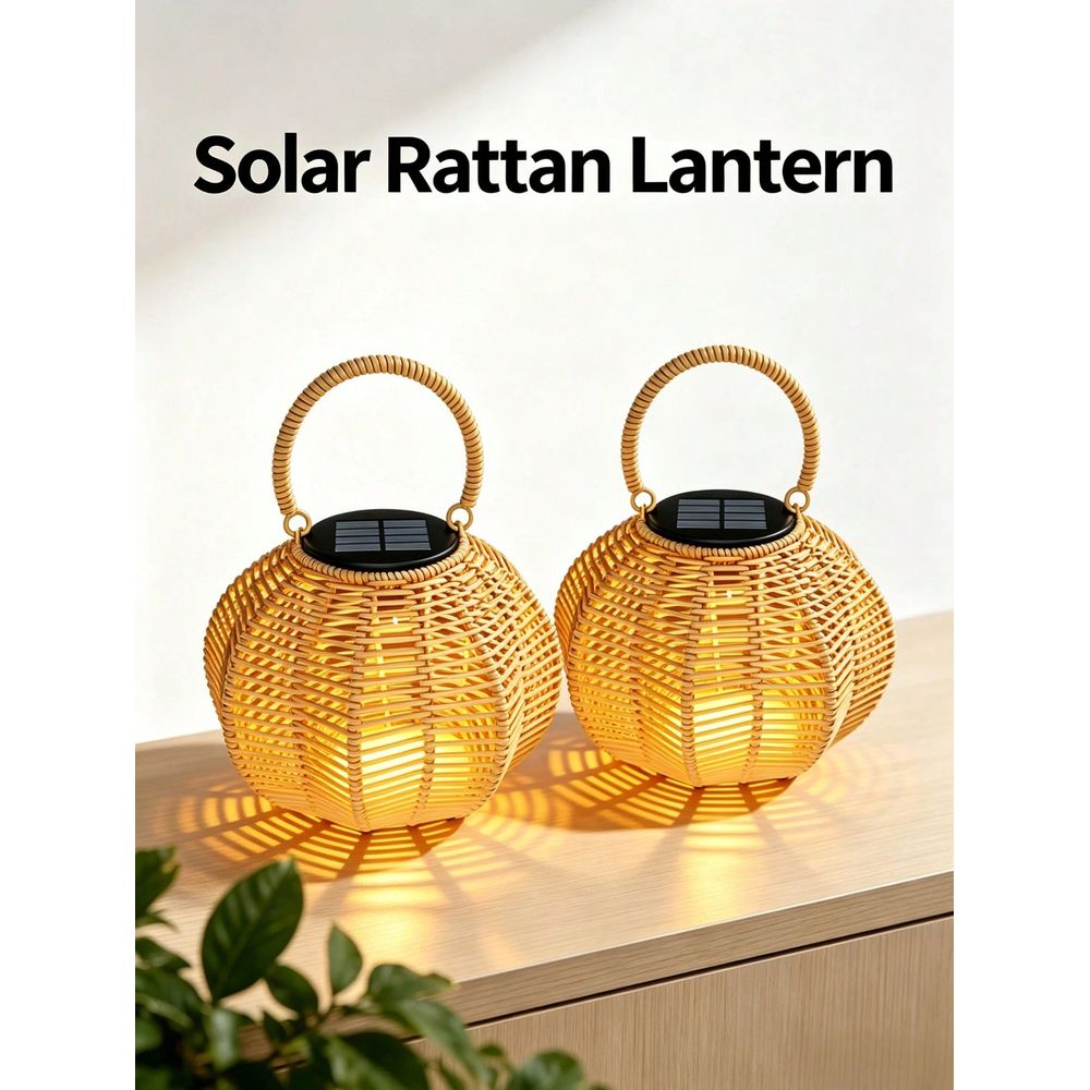 Solar Lantern Hanging - Ev Dekorasyonu İçin Rattan Güneş Enerjili
