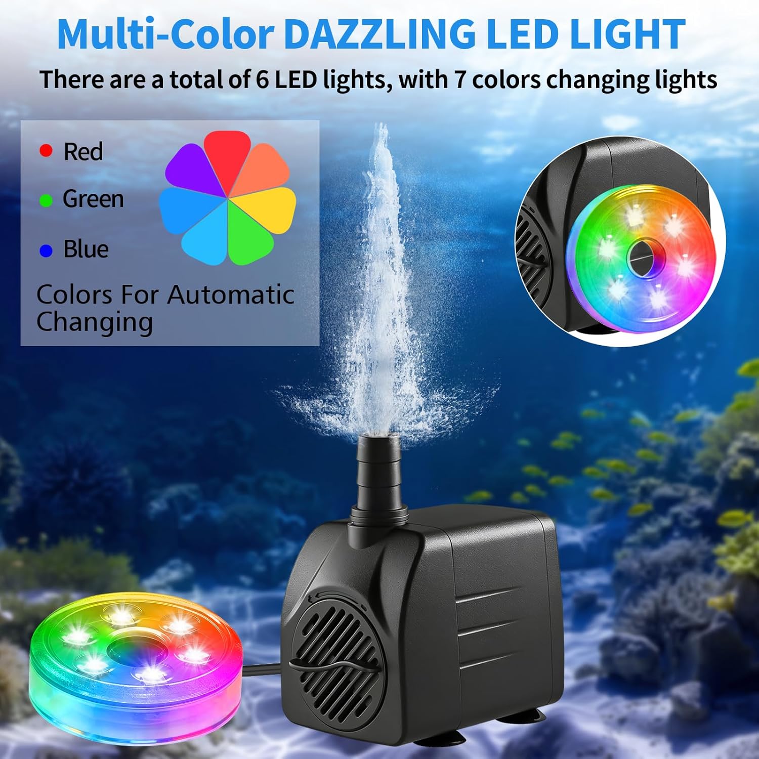 210GPH Dalgıç Su Pompası LED I - Pond Light Submersible incelemesi ve fiyatı